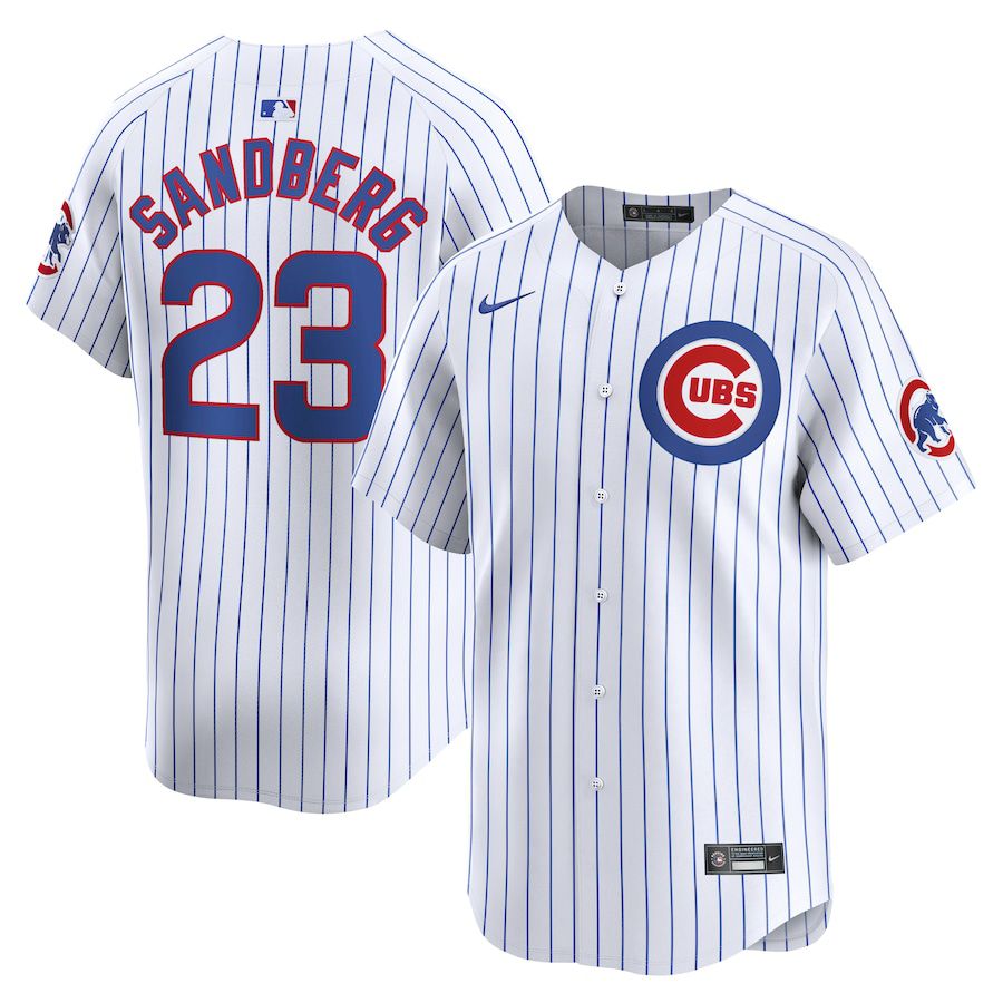 Men Chicago Cubs #23 Ryne Sandberg Nike White Home Limited Player MLB Jersey-0